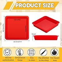 Vista 2 de Geetery Set of 4 Silicone Square Cake Pan Silicone Brownie Pan Nonstick Baking Mold for Muffin Bread Rice Crispy Lasagna Pie, Red(6 x 6 x 2 Inches)