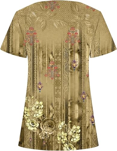 Miniatura 4 de Camisetas de verano para mujer, estilo casual, con cuello cuadrado, estampado floral, de moda, blusas de manga corta con botones