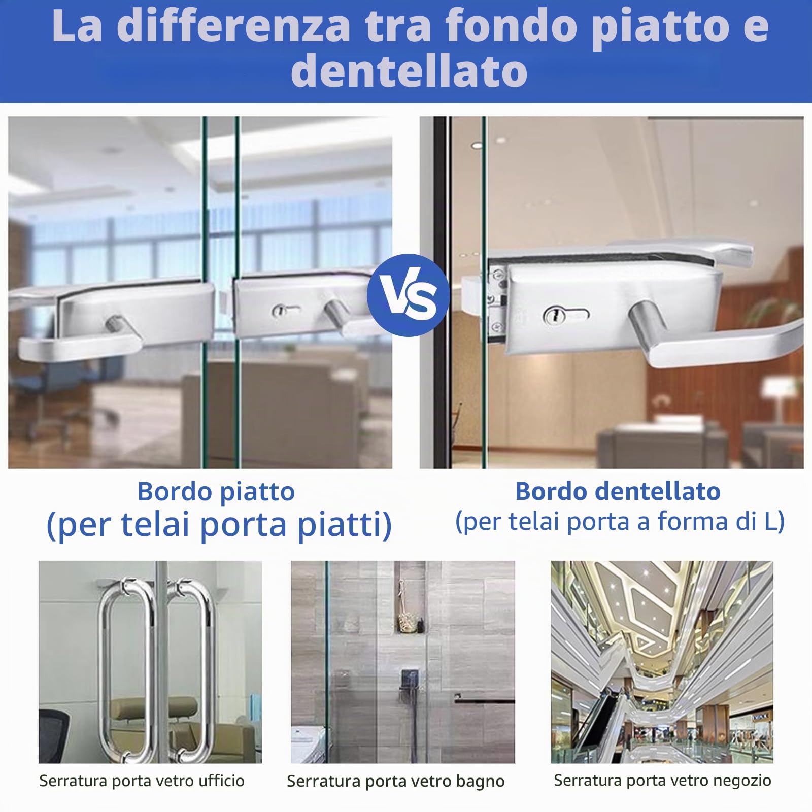 Serratura per porta in vetro in acciaio inox, maniglia scorrevole con 3 chiavi, in acciaio inox opaco, con tacca, per ufficio, bagno, camera da letto, balcone