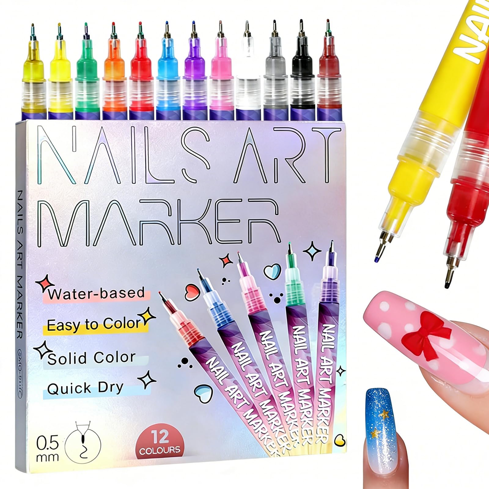 Nail Art Pens for Painting Nails 0 5mm Fine Tip - Nail Art Markers for Kids Girls Gel