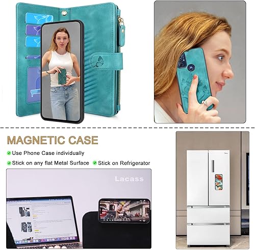 Miniatura 3 de Lacass Funda para Moto G PureG Power 2022  G Play 2023, 12 ranuras para tarjetas Soporte para dinero en efectivo de identificación y crédito con