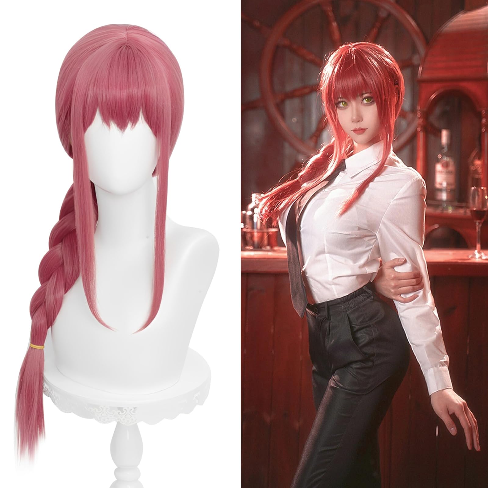 Amazon.co.jp: Aicos アニメ ロング ピンク レッド コスプレ 三つ編み