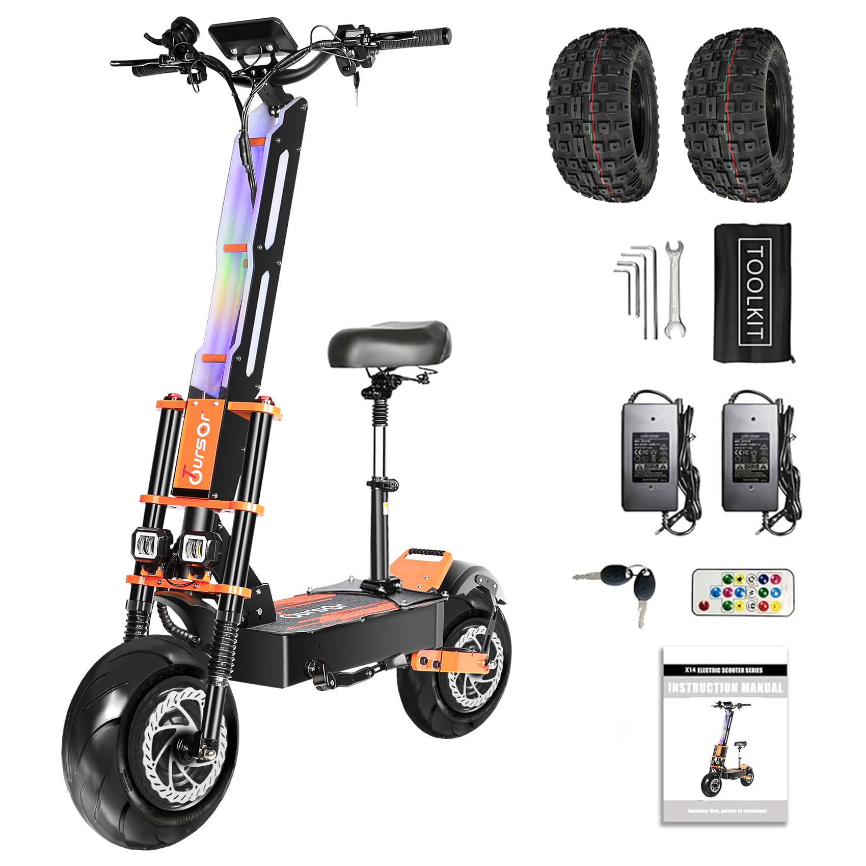 Amazon.com: Toursor Adult Electric Scooter with Seat, 60V 8000W