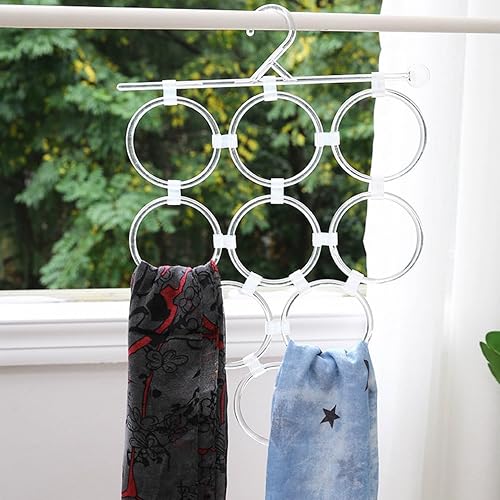 Miniatura 2 de WellieSTR 1 juego de 9 anillos de plástico antideslizante para corbata, bufanda, organizador de bufandas, soporte para bufandas, colgador de