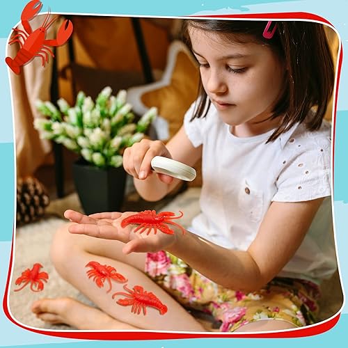 Miniatura 4 de Lewtemi 50 piezas de mini juguetes falsos de cangrejo de cangrejo de cangrejo rojo de caucho TPR suave modelos de langosta decoración para educación