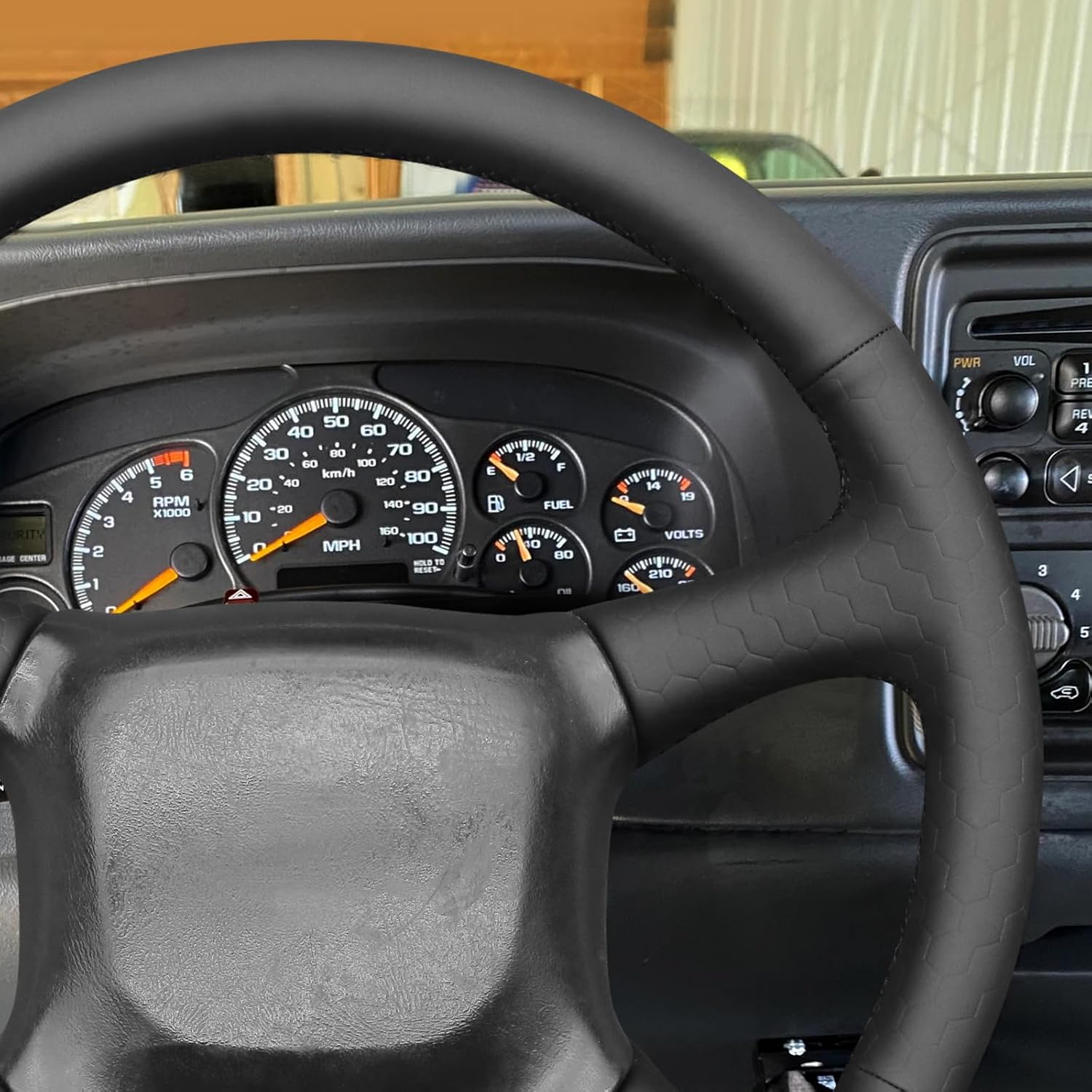 MEWANT DIY Black Solid Embossed Faux Leather Steering Wheel Cover for Chevy Silverado 1500 Astro Blazer C/K Kodiak S10