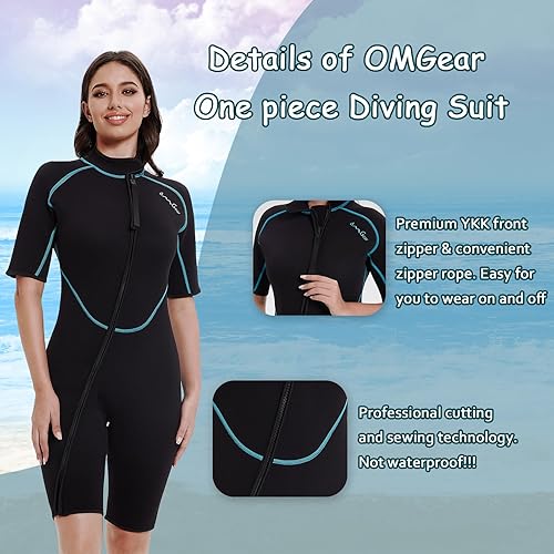 Vista 24 de OMGear Traje de neopreno para hombres y mujeres, 0.118 in, cuerpo completo, protección UV, una pieza, manga larga, trajes de buceo, traje de baño
