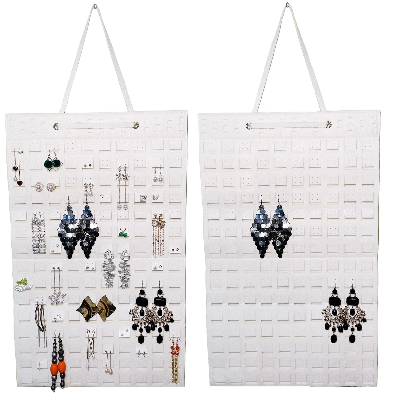 YINGRUN Hanging Earring Organizer Holds Up to 300 pairs Earring Display for Earrings Collection Earring Organizer Wall Mount for Women Earring Holder(white)