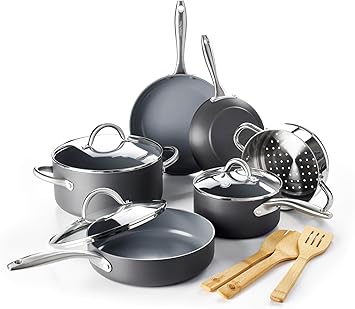 GreenPan CW000545-004 Lima Healthy Ceramic Non-Stick Coating Hard Anodized Aluminum, Grey