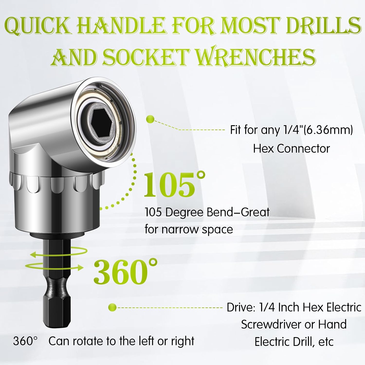 Threlaco 24 Pcs Upgraded Flexible Drill Bit Extension, Bit Holder Keychain, 1/4 3/8 1/2 Socket Hex Shank Quick Release Screwdriver 105 Degree Right Angle Driver for Drills Men Gifts (Multicolor)