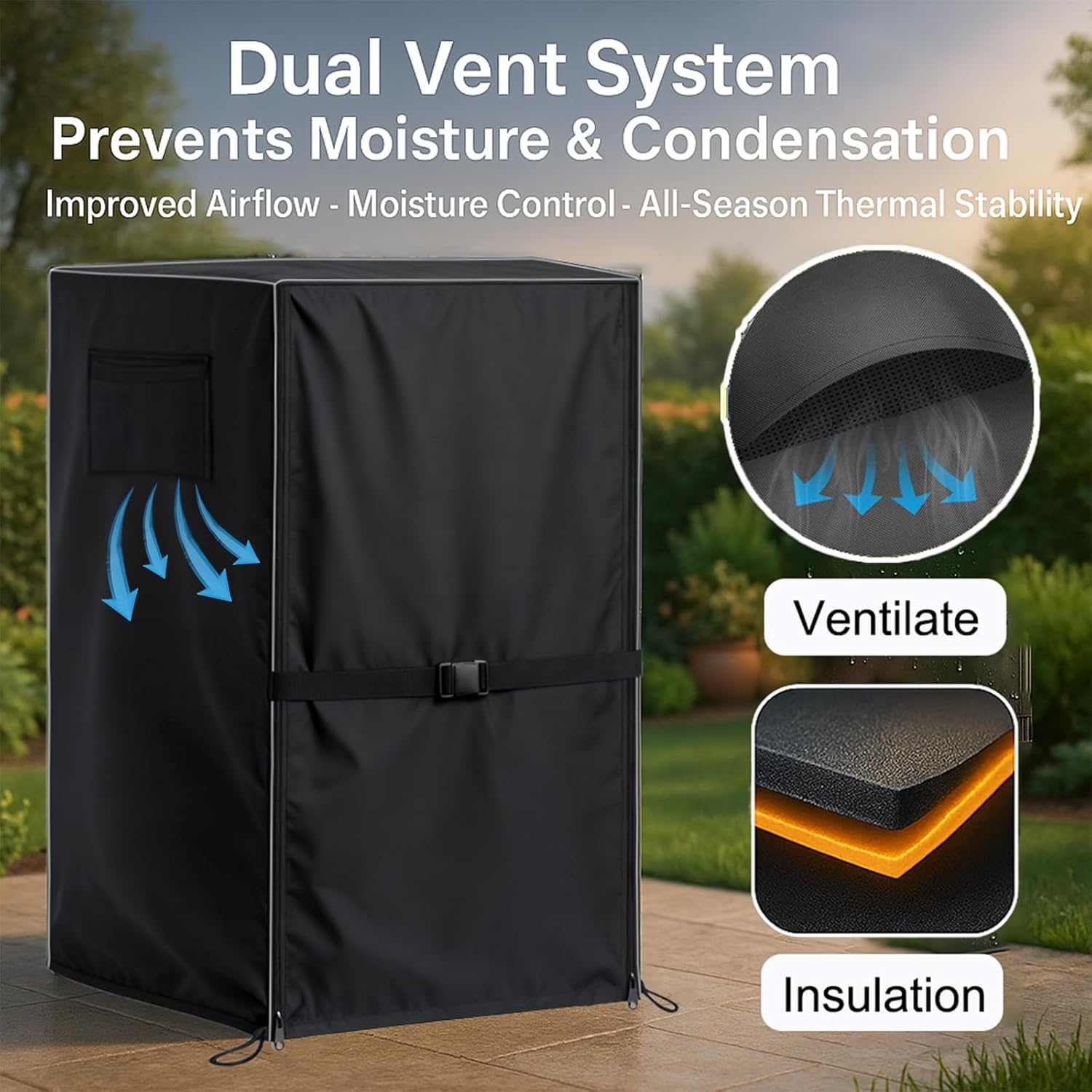 Wood Sauna Cover Outdoor Waterproof for Winter 40"L X 38"W X 73"H 1200D 2-Layer Heavy-Duty Oxford Cloth Protective Cover for 2-Person Outdoor Home Sauna