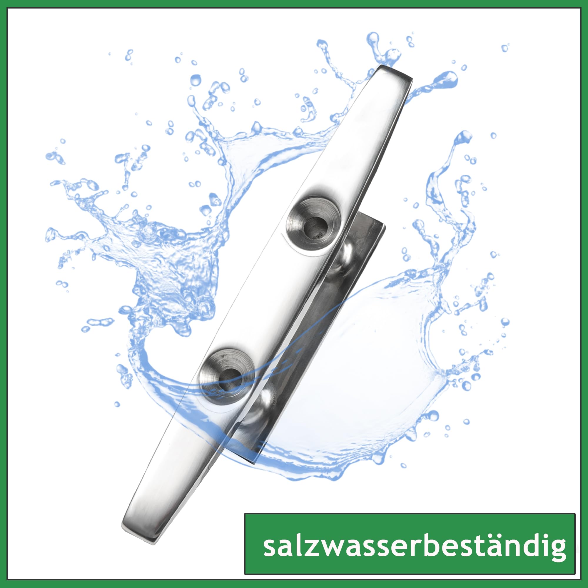 Klampe 150mm aus Edelstahl rostfrei V4A inkl. Befestigung | Belegklampe für Sonnensegel und Boote Zubehör | salzwasserbeständig & hochglanzpoliert