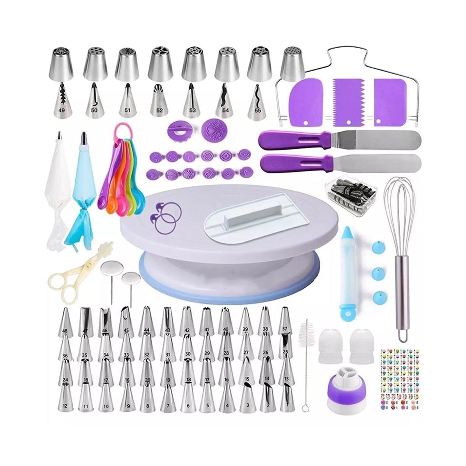 Tortenplatte Drehbar Drehring Kuchenständer Werkzeuge Kit Rotary Tisch Backenwerkzeug Rohrleitungsdüse Rohrleitungsbeutel Set Backvorräte Sets Küche DIY. Backwerkzeuge Kuchen dekorieren Verbrauchsmate