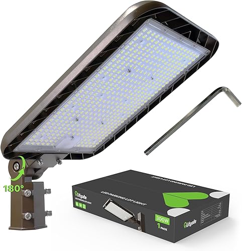 Glitgate Luz LED de estacionamiento de 300 W, 45000 lm, 5000 K, ajustable, deslizante, montaje en luces de calle con fotocélula del atardecer al
