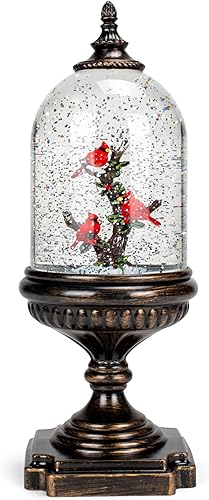 Napco - Farol de nieve de acrílico triple cardenal de 12 x 4 pulgadas para mesa