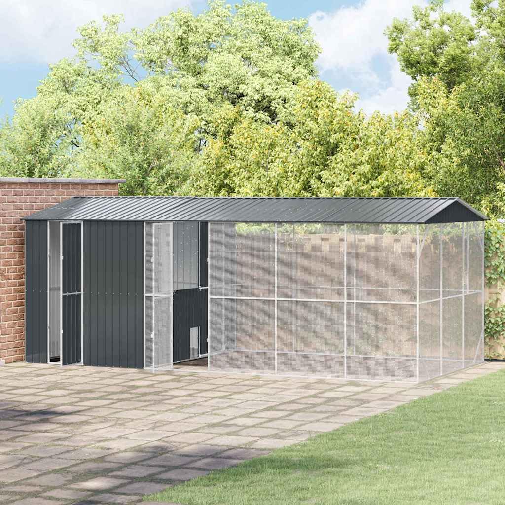 INLIFE Vogelkäfig Anthrazit 645 x 310 x 247 cm Verzinkter Stahl,Tier- & Haustierbedarf,Haustierbedarf,Vogelbedarf,Vogelkäfige & -ständer,Anthrazit,222.25 KG,3325163
