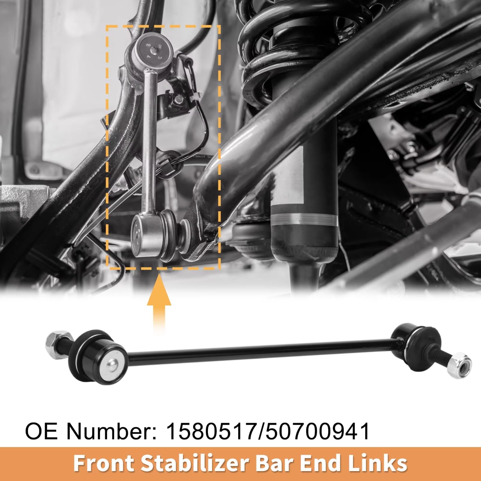 Bieletas de Barra estabilizadora Delantera 2 Piezas Bieleta de Barra estabilizadora Delantera 1580517/50700941 Compatible con Fiat 500 C 2009-2020 para Qubo 2008-2015 2016 2017 2018 2019 2020