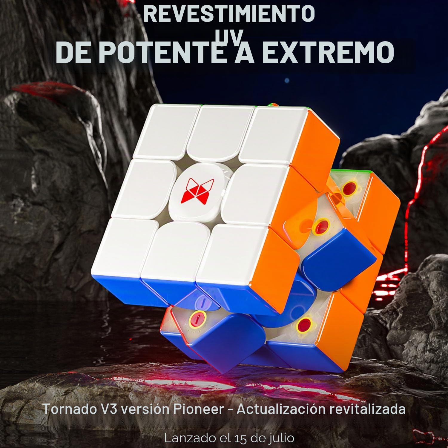 Cubo de Velocidad, QY X-Man Tornado V3M Pioneer UV Versión Profesional 3x3 Cubo Rápido sin Pegatinas Gira más Rápido Rompecabezas 3D Juguetes