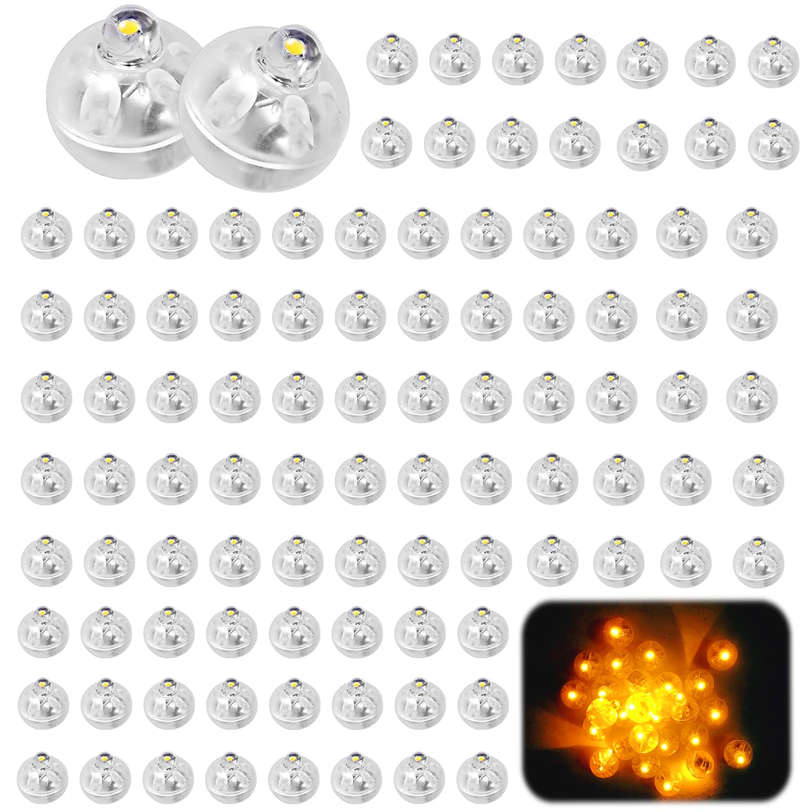 Funmo Mini Luces LED para Cumpleaños Mini LED Lámpara Globo Redondas Mini Luces LED para Cumpleaños, 100 Mini LED Bombillas Luz para Cumpleaños, Boda, Fiesta,Navidad, Halloween (Luz Cálida)