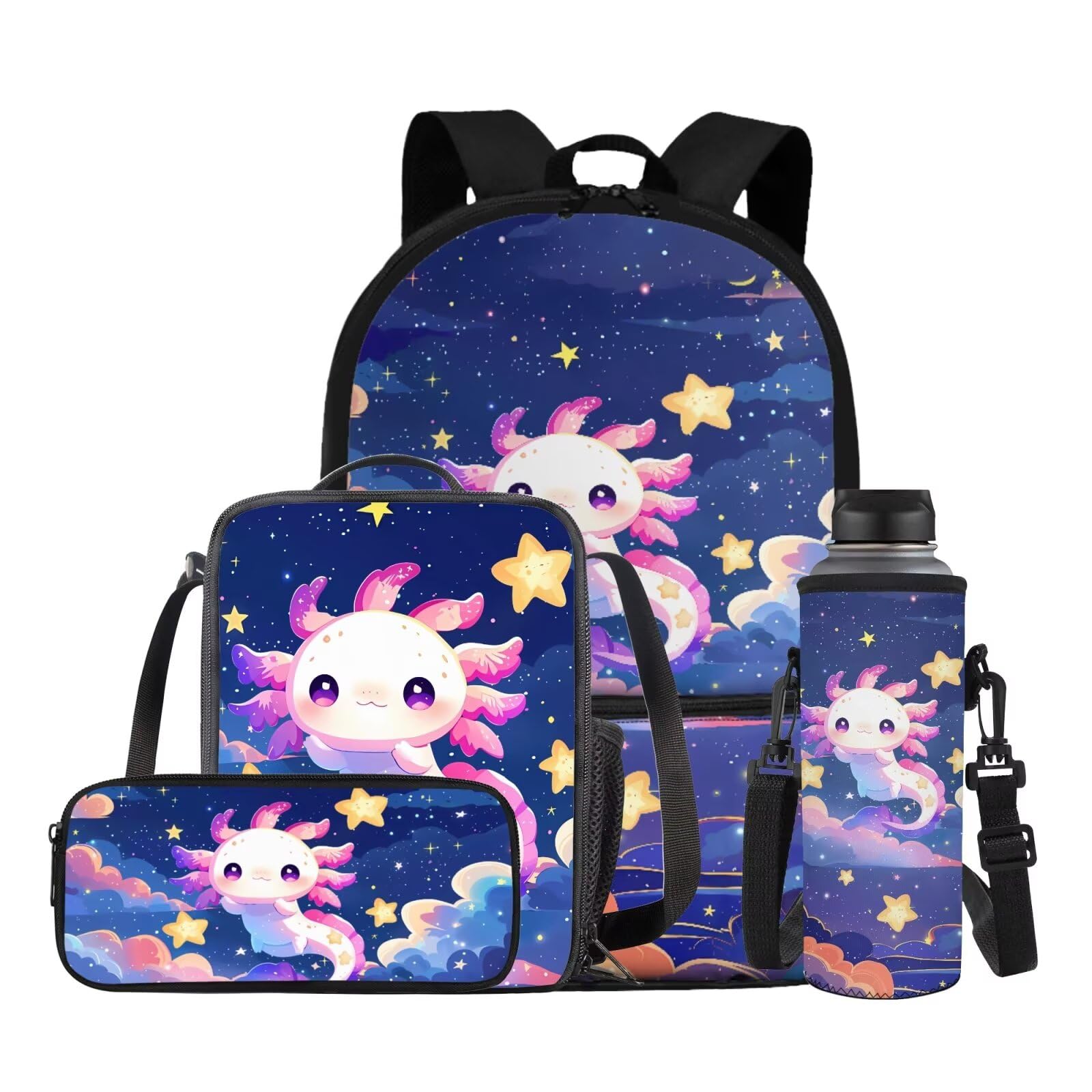 HUGS IDEA Zaino carino per ragazze 4 in 1 borsa per libri scolastici per scuola elementare media 43 cm