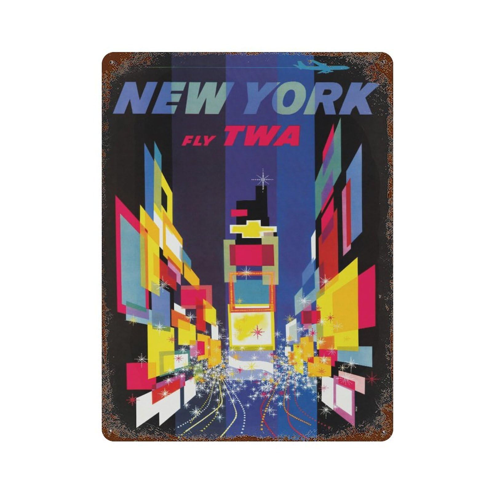 xiaoxiaoshen Vintage New York Travel TWA Wall Decor Art Metal Tin Poster Modern Home Decor Art Home Bar Shop Decorations Vintage Sign 40x30cm