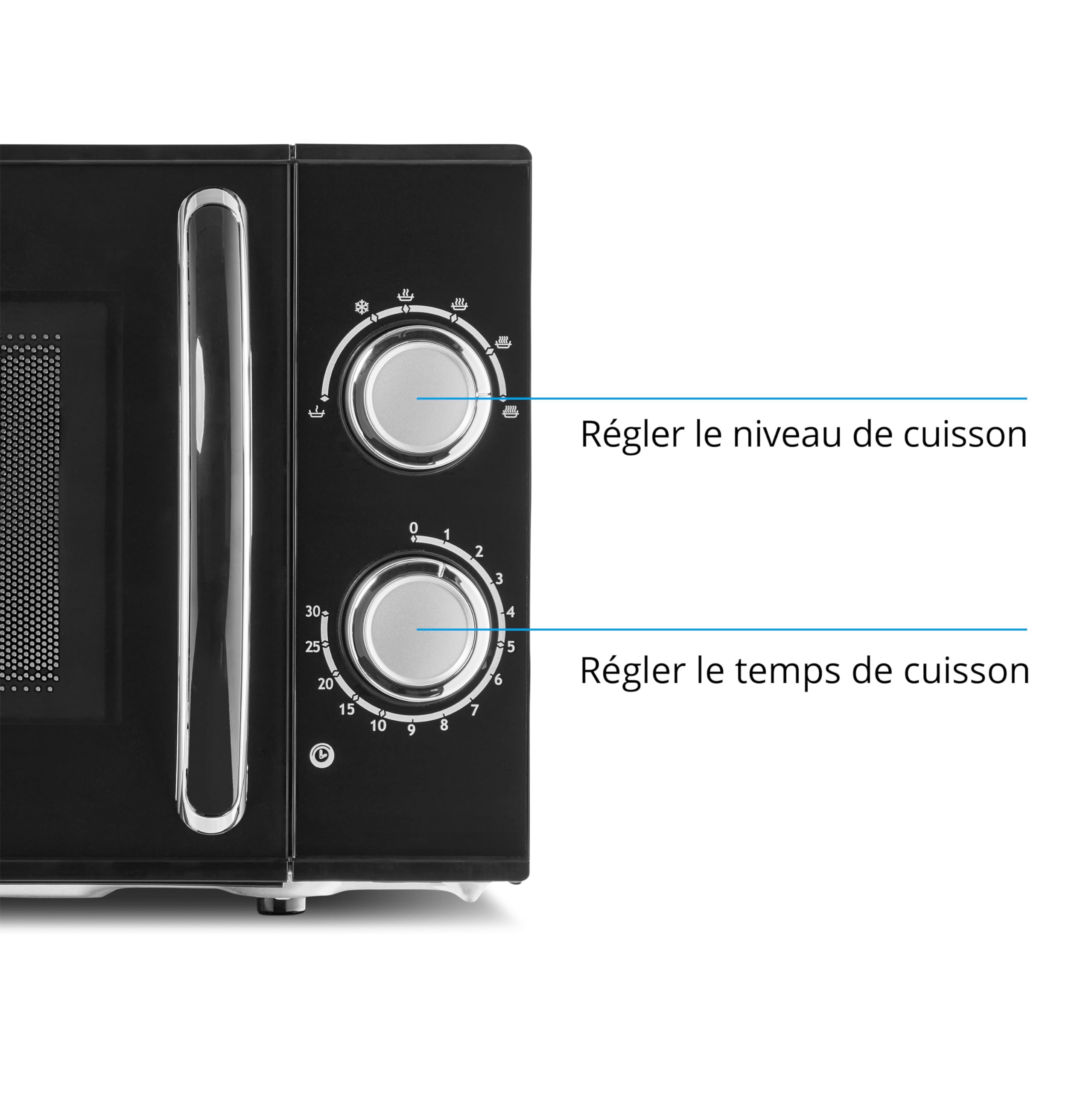 MEDION Micro-ondes, puissance env. 700 watts, capacité env. 17 litres, 6 niveaux, fonction décongélation, MD 15644, noir