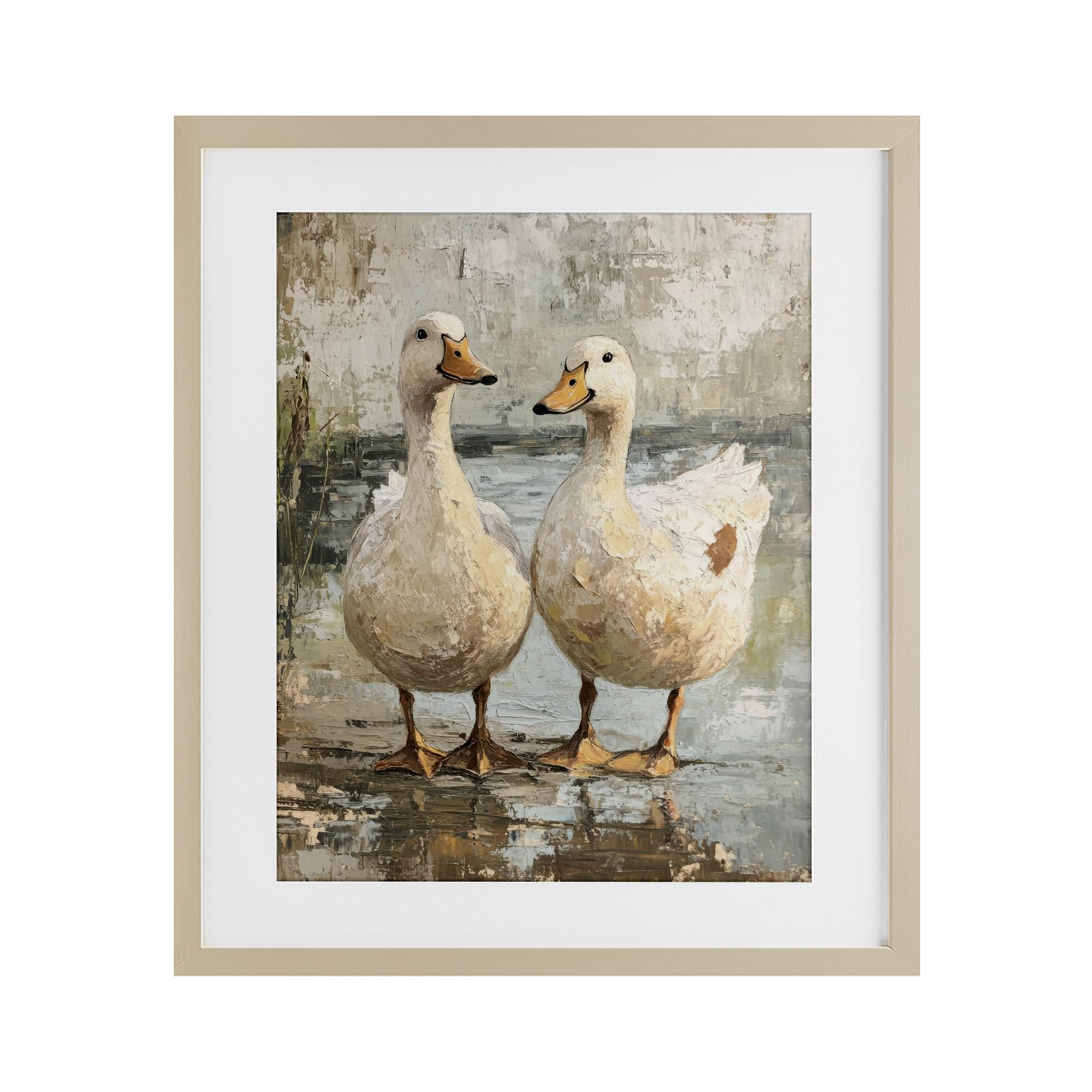 Stupell Industries Partner Ducks Abstract Pond Birch Framed Print Under Glass, design by Petal Prints Design, 21 x 17