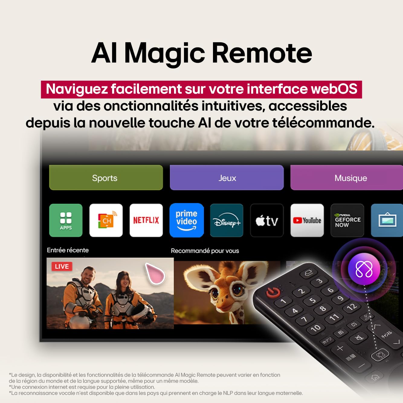 LG TV OLED 2025 | OLED65B5 | 65'' (164 cm) | OLED 120Hz| Processeur α8 AI 4K Gen2 |Dolby Vision & Atmos | Alexa