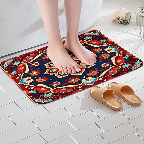 Miniatura 61 de Erosebridal Tapete de baño oriental vintage, Art Deco floral para puerta de entrada, tapete de baño tribal bohemio, tapete de baño tradicional