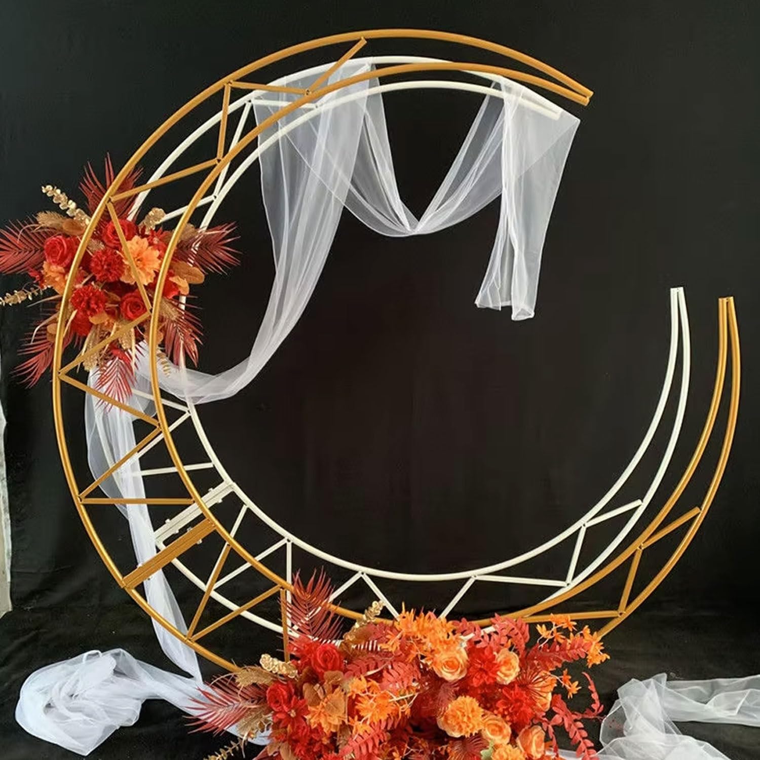 Supporto curvo per arco nuziale per sfondo cerimonia, arco lunare per festa di compleanno, sposa, baby shower, arco mezzo curvo con base rettangolare