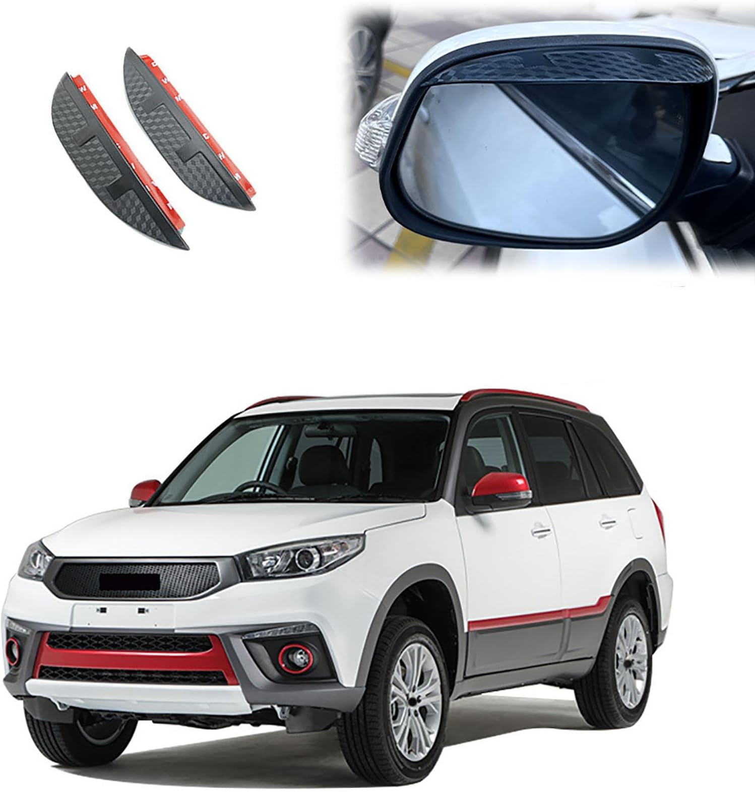 Compatible with DR Motor DR5 2005-2023+, 2PCS Rear View Side Mirror Rain Board Eyebrow Shield Rainproof Cover Sun Visor Car Exterior Accessories