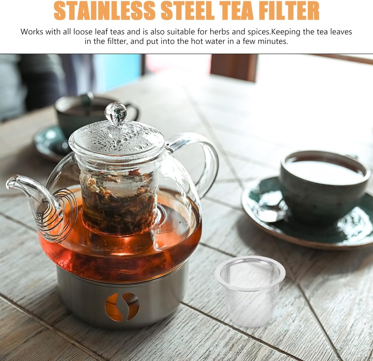 Luxshiny Tea Filter Sturdy Tea Strainer Infuser for Loose Leaf Herbs and Spices Stainless Steel Mesh 2.28 X 2.28 X 1.96 in Set of 8 for Home Kitchen