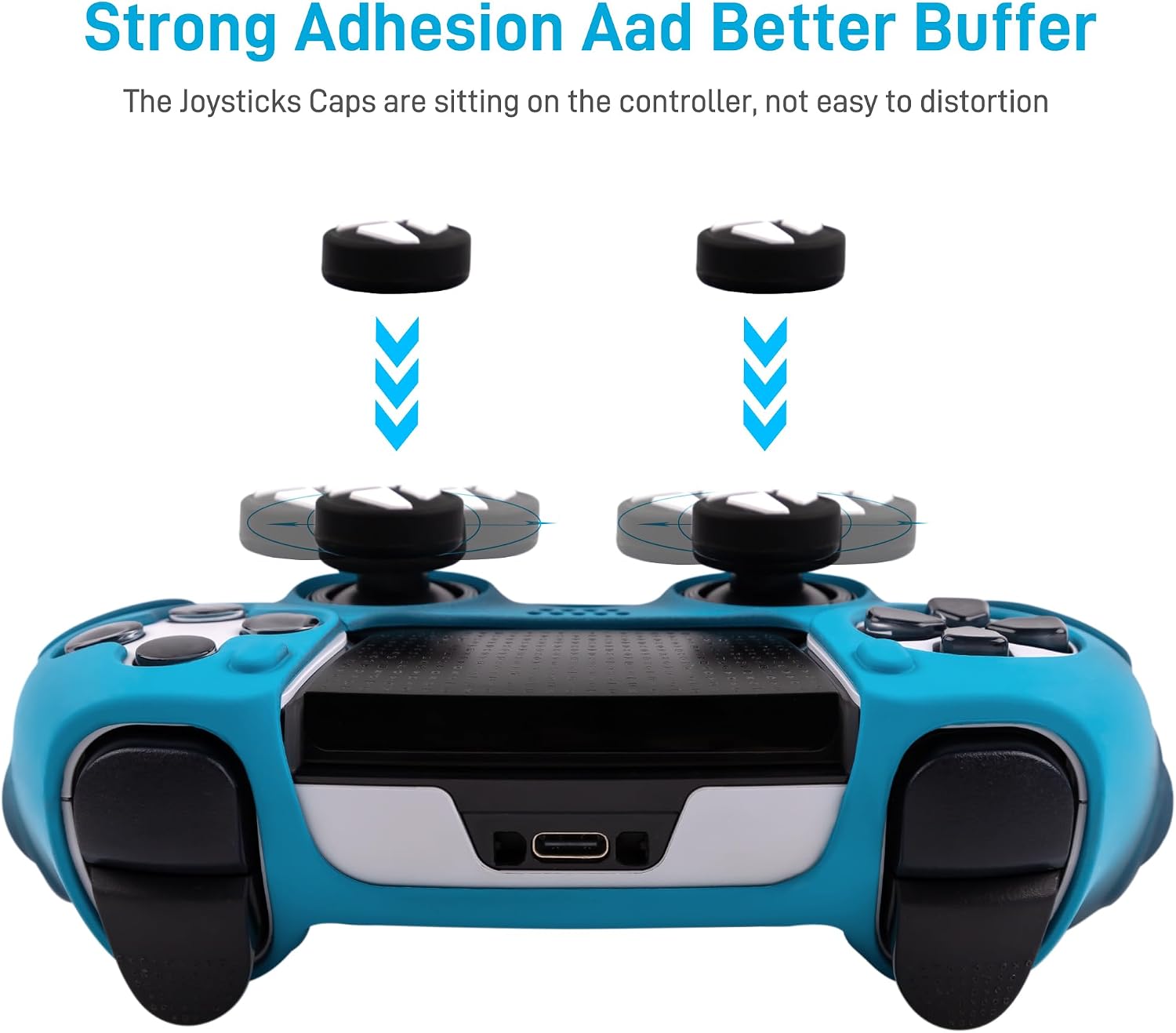 Durable Silicone Grip Cover for DualSense Edge PS5 Controller – Ergonomic, Anti-Slip Design with Thumb Stick Caps for Full Protection (New Blue)