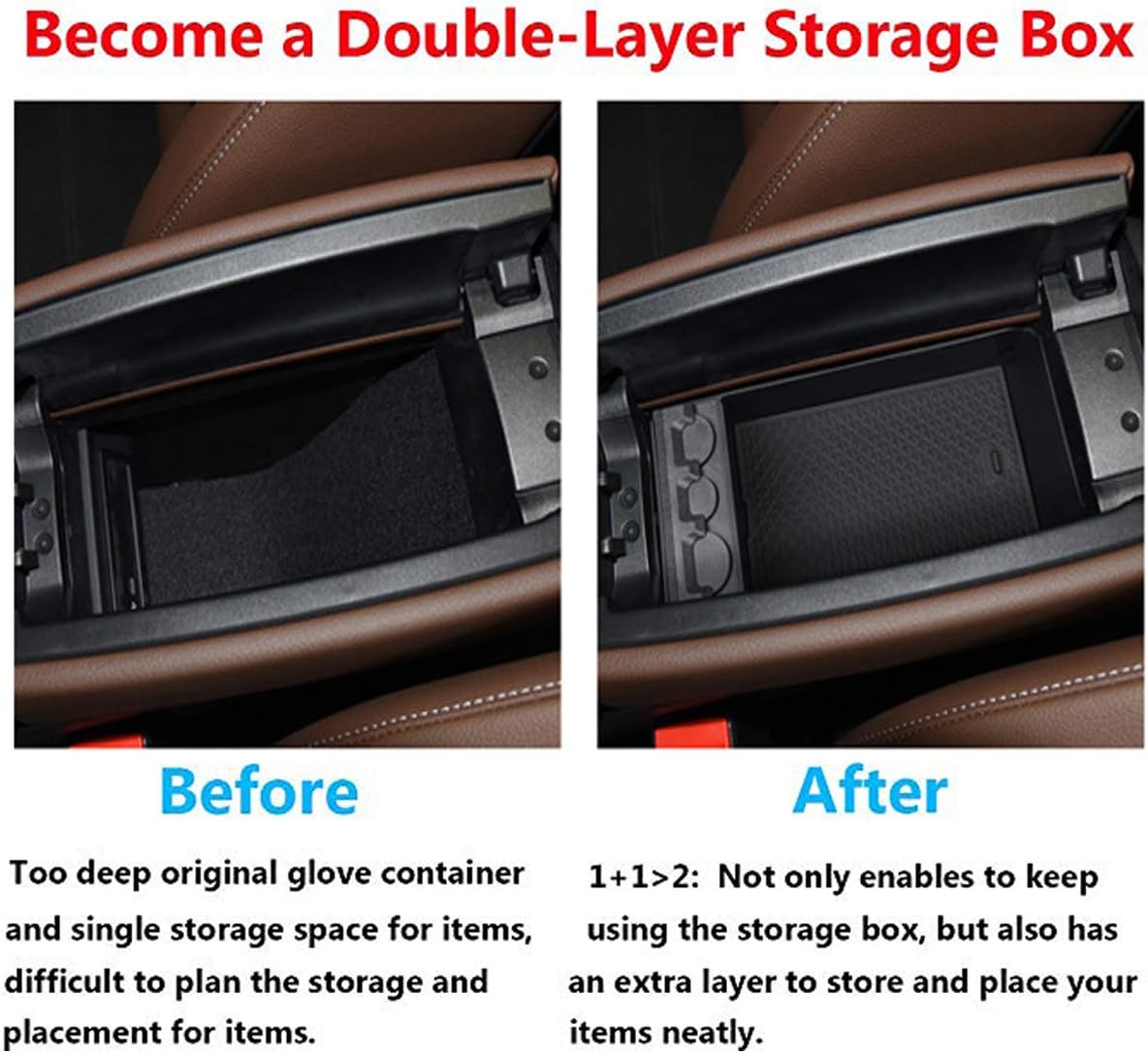 TTCR-II Center Console Organizer for Mercedes Benz A Class 2019-2025, for B Class GLB Console Organizer 2020-2025, for CLA Center Storage Tray GLA 2021-2024, for EQA EQB Middle Storage Box