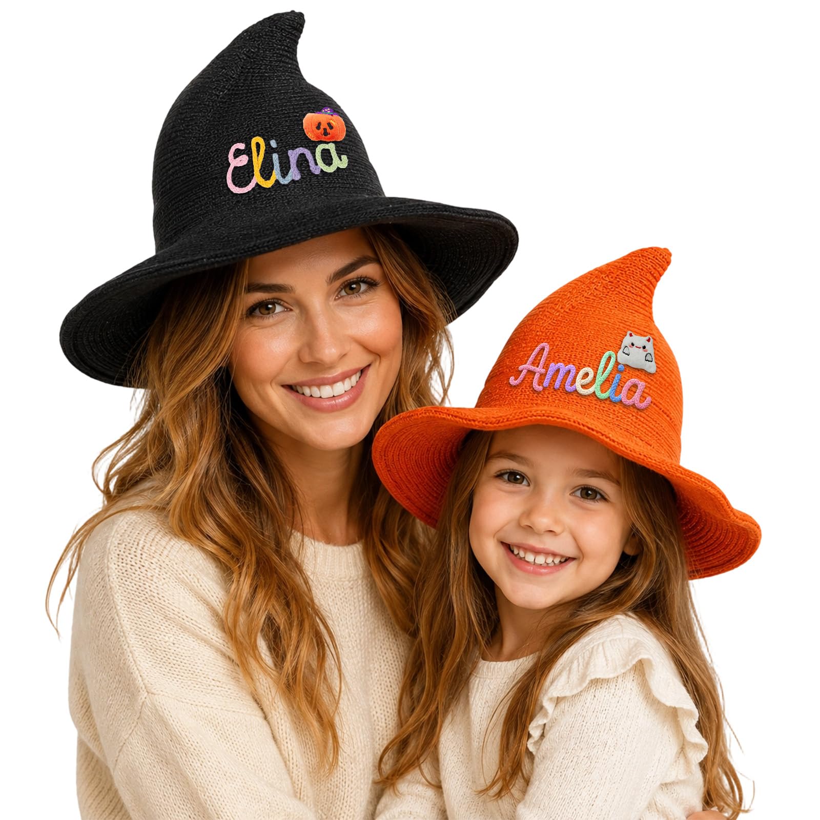 Personalized Halloween Witch Hat for Kid Wide Brim Pointy Witch Costume Hat
