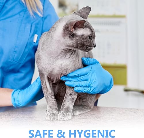 Miniatura 4 de Guantes desechables, 100 guantes de examen de mezcla de vinilo azul, no estériles, sin polvo, sin látex, suministros de limpieza, seguros para