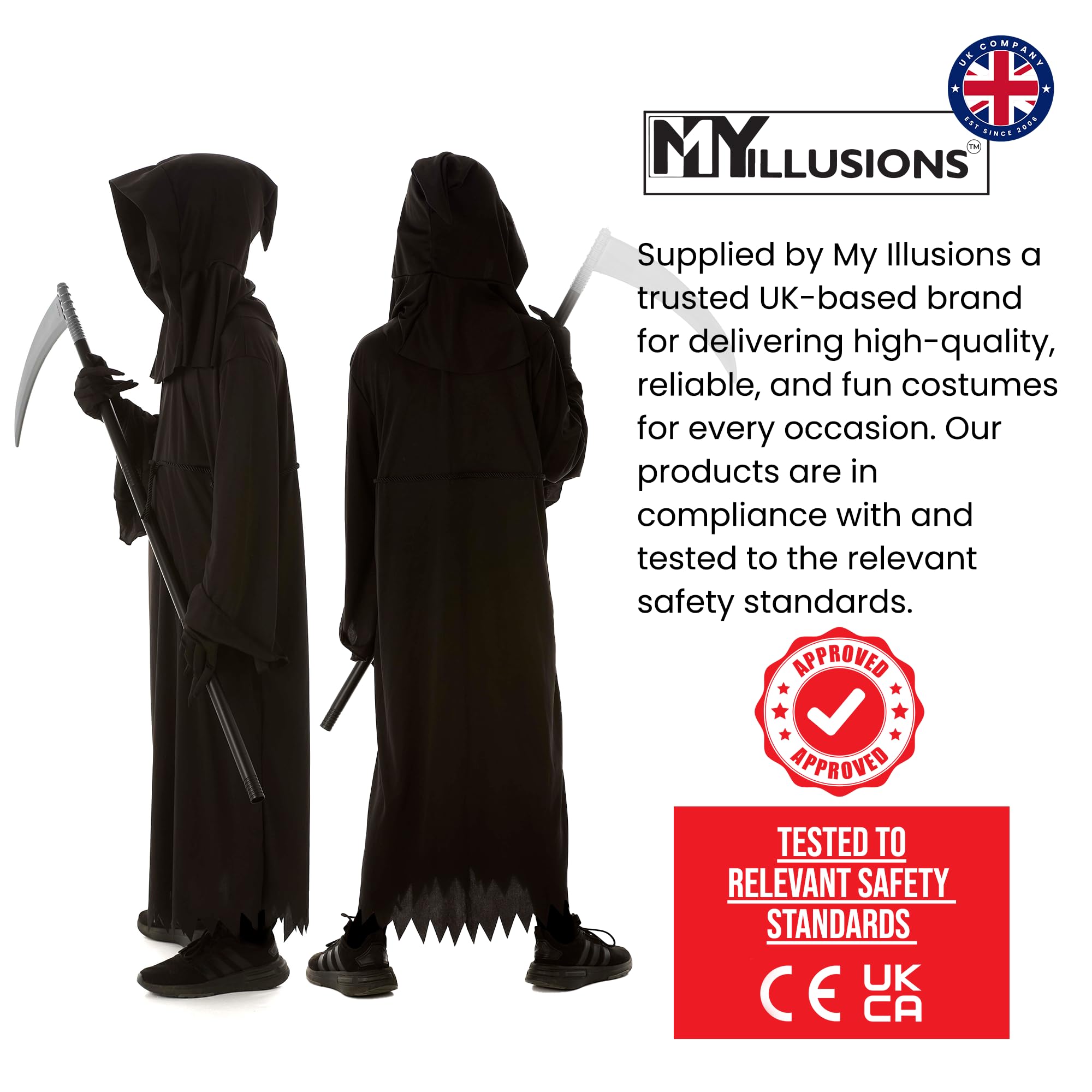 My Illusions Boys Phantom Reaper Costume Kids Scary Halloween Grim Reaper Fancy Dress Child Outfit (Medium 6-8 Years) - Image 4