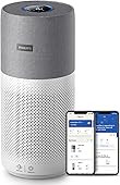 Philips Series 3000i Connected Air Purifier with Real Time Air Quality Feedback, Anti-Allergen, Combined HEPA + Carbon Filter Reduces Odours and Gases - AC3033/30, Grey/White