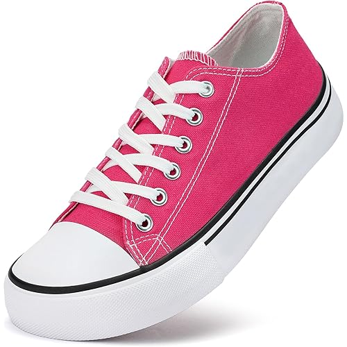 BACSAC Canvas Shoes for Women Classic Fashion Sneakers Lace Up Low Top Canvas Casual Sneakers Lightweight Breathable Comfort Wide Toe Shoes