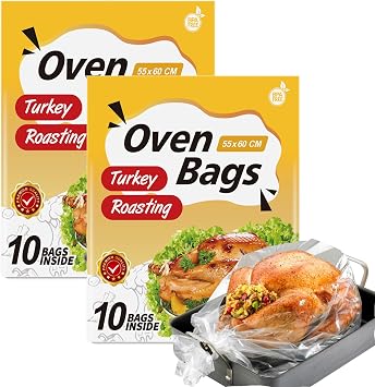 20Large Oven Bags Turkey Size,Cooking Roasting Bags Large Size2224Inch Meat Roasting Bags Safe for Turkey Meat Fish and Vegetables 20bag 2Packs