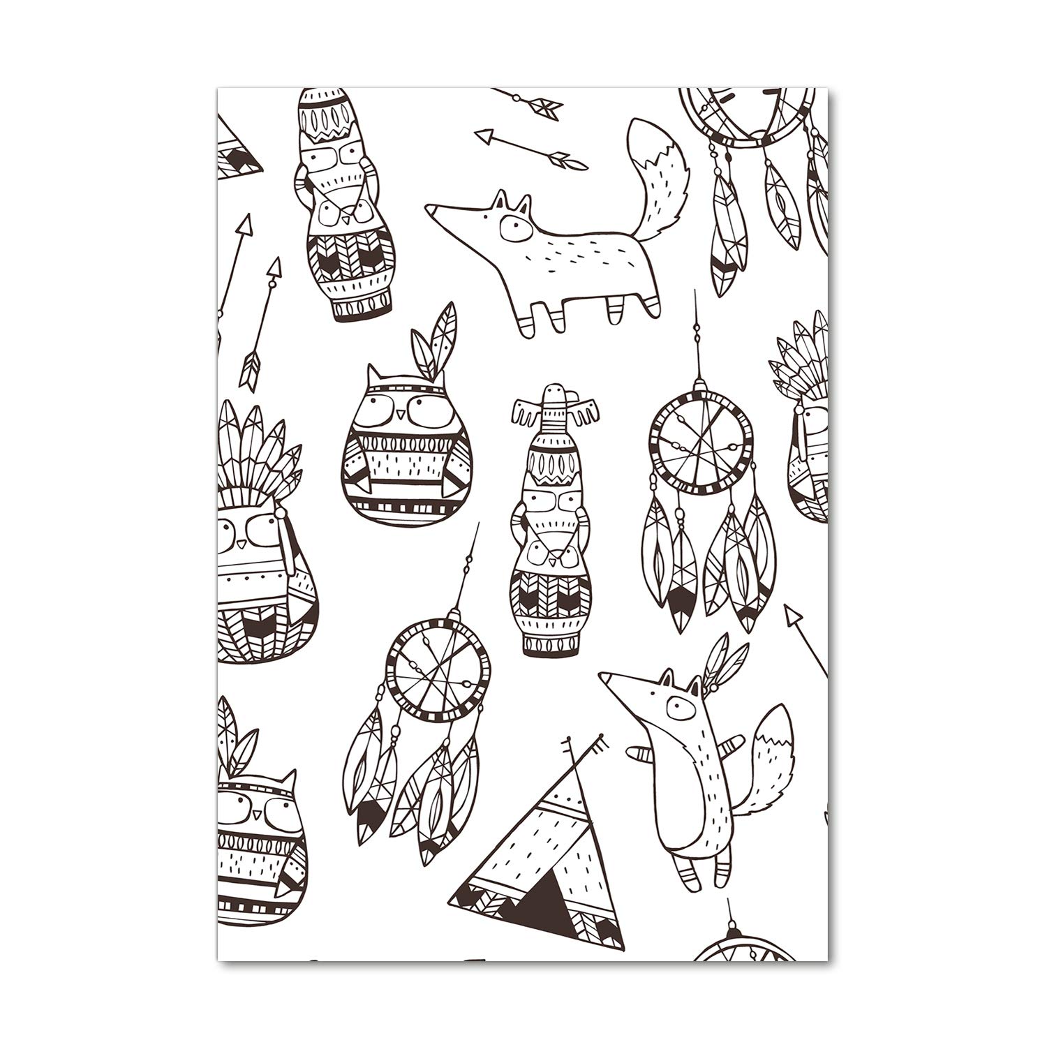 Tableau pour la mur en verre acrylique déco salon ou pépinière fond indien brun