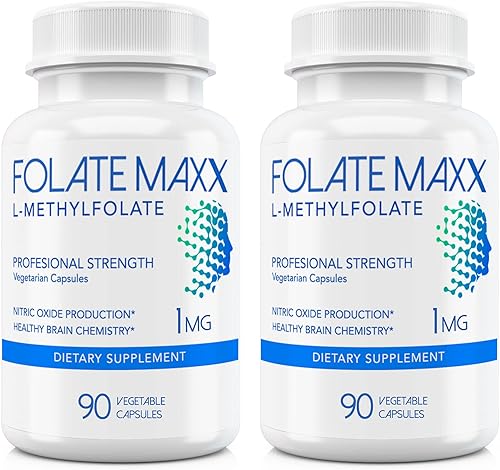 FolateMaxx L-Metilfolato Suplemento (1 mg) - Fuerza profesional con metilfolato bioactivo optimizado - 5 MTHF - Sin OMG, sin gluten, sin soja, GMP -