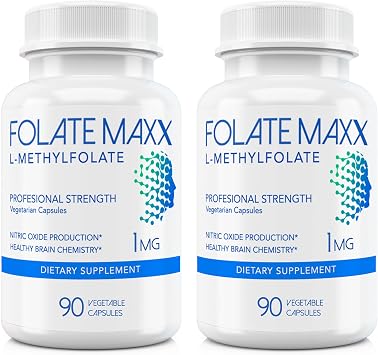 L-Methylfolate Supplement 1mg - Professional Strength with Optimized Bioactive Methylfolate - 5 MTHF - Non-GMO, Gluten Free, Soy Free, GMP - 180 Vegetarian Unflavored Capsules