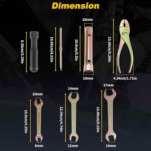 Miniatura 8 de Kit de herramientas de reparación de motocicleta de 8 piezas, alicates de bujía, llave hexagonal M6, destornillador de doble extremo, llave de doble