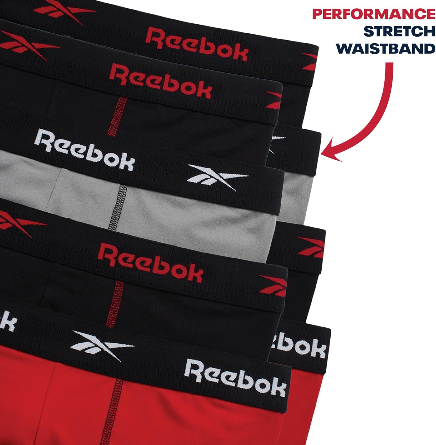 Reebok Mens Boxer Briefs - 8 Pack 6'' Inseam Soft Stretch Performance Mens Underwear Athletic Boxer Briefs with Contour Pouch - Image 4