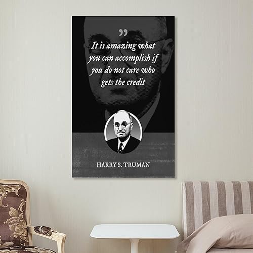 Miniatura 7 de AAHARYA Póster de Harry S Truman con citas inspiradoras de retrato del presidente de Estados Unidos, arte impreso en lienzo (6) lienzo para