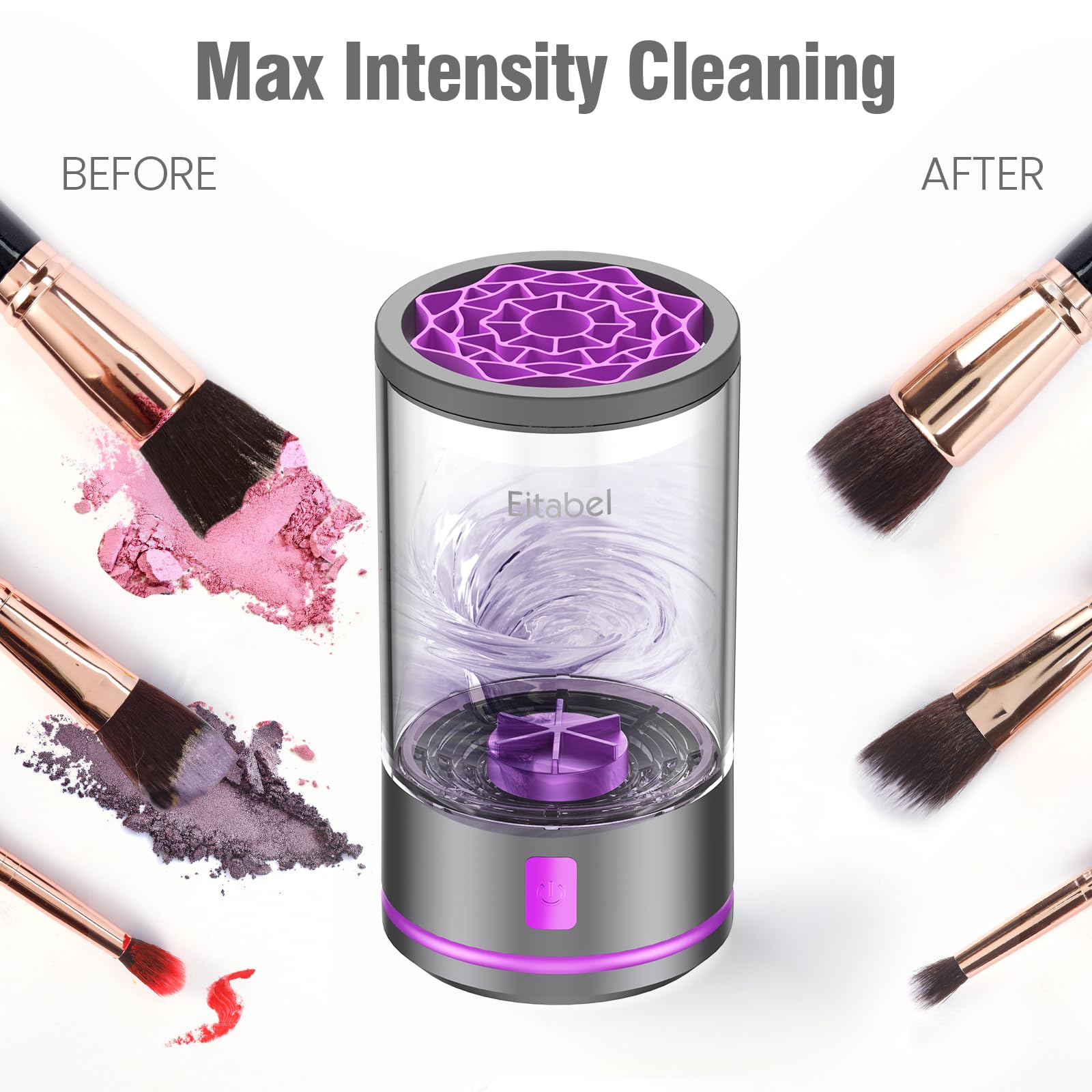 Máquina eléctrica limpiadora de brochas de maquillaje, combinada secadora y lavadora de brochas 2-en-1, limpiador giratorio automático para brochas y esponjas de maquillaje