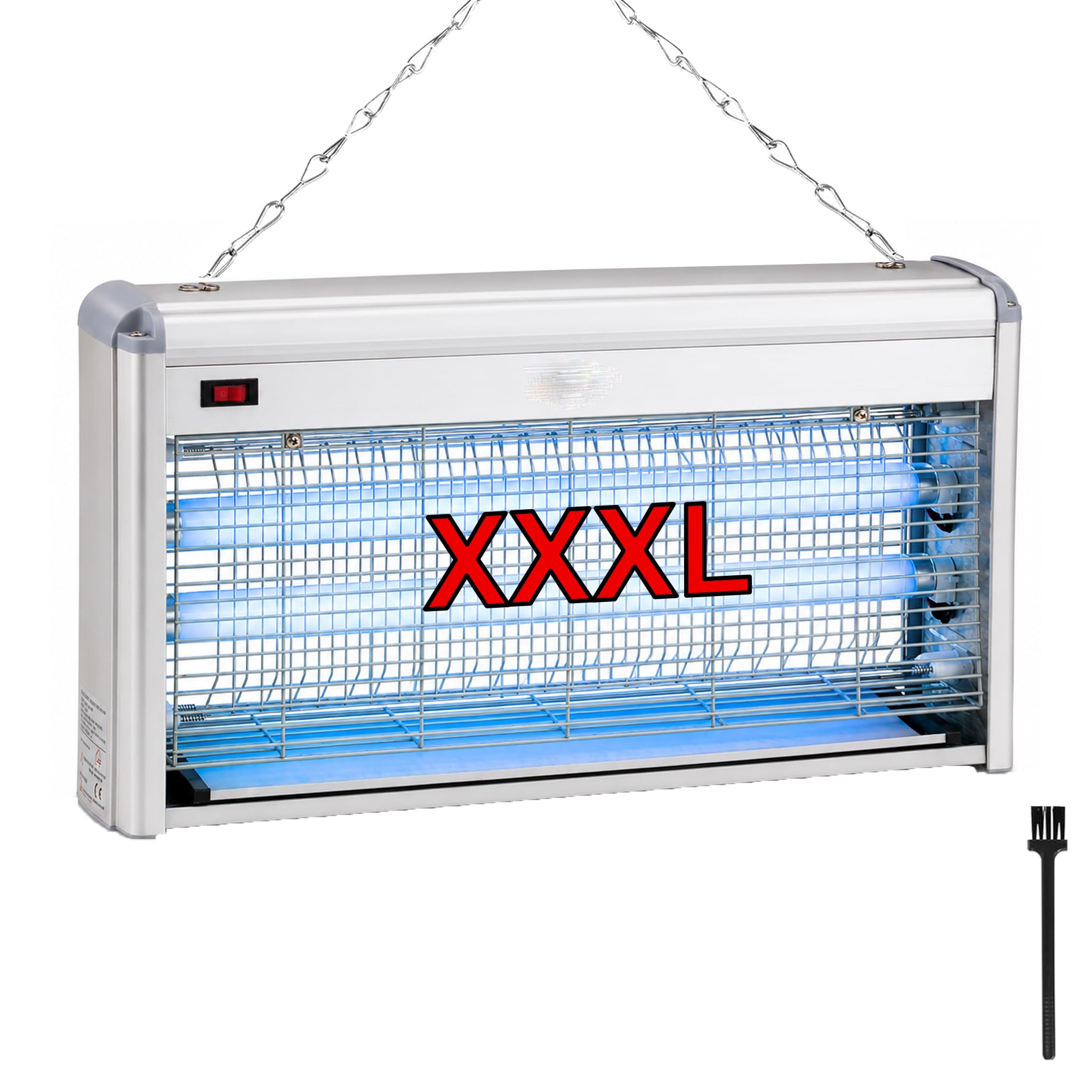 Lampada Insetticida XXXL Antizanzare Elettrico 40w (2x20w), Zanzariera Elettrica contro Insetti, Zanzare e Mosche - Con catena e spazzolina per pulizia