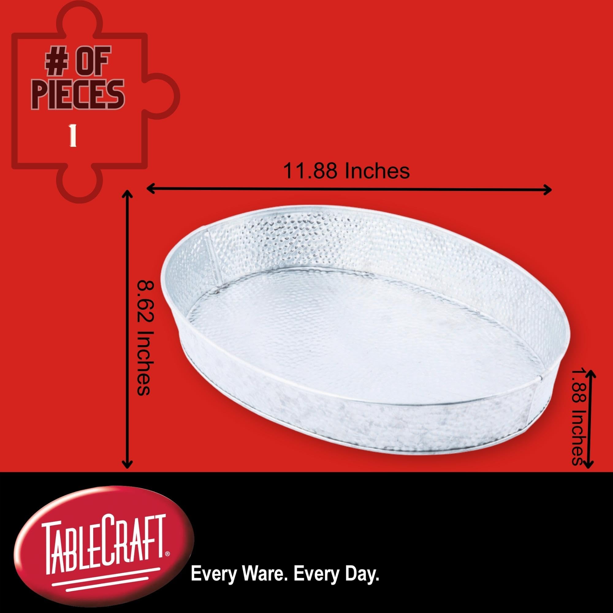 Tablecraft Products GP129 - Plato ovalado, galvanizado, 30,5 x 9 cm