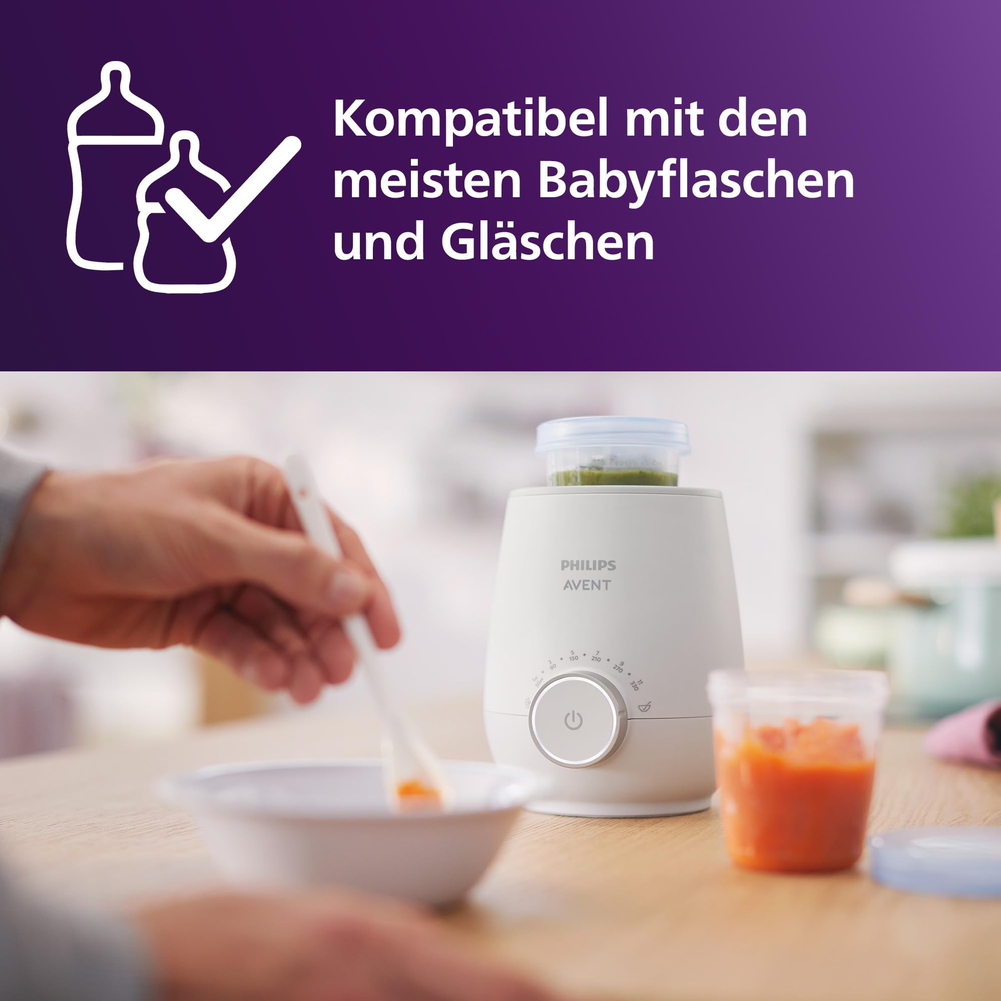 Philips Avent Premium-Fläschchenwärmer SCF358/00 mit intelligenter Temperaturregelung, Wasserbadtechnologie, automatischer Abschaltung